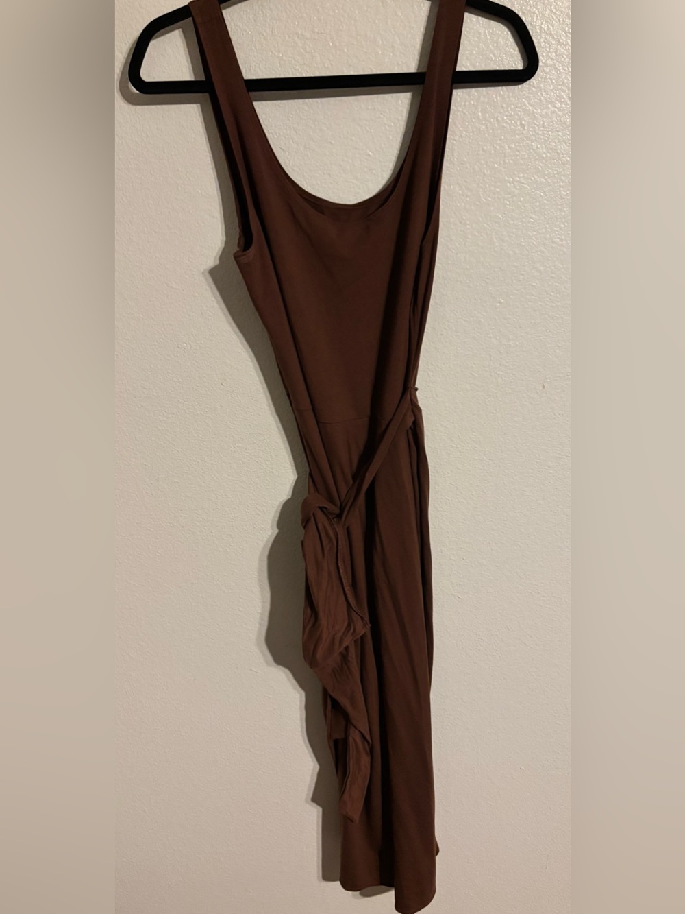 Reformation Kaila Wrap Skirt Dress in a Chestnut Brown - Picture 9 of 12